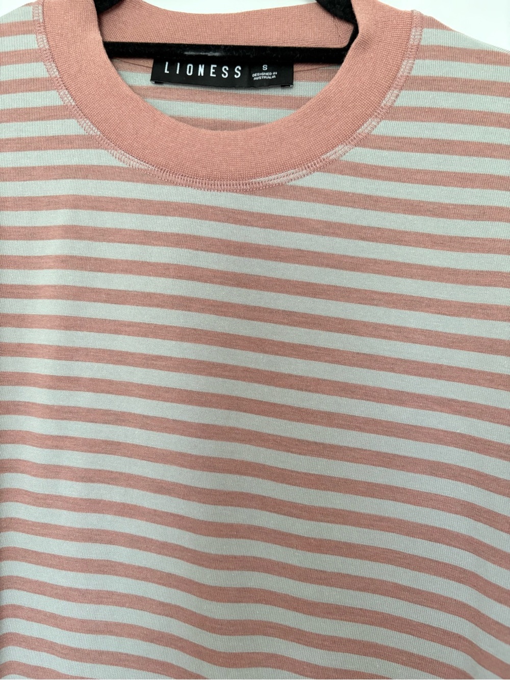 Lioness Bloom Long Sleeve Top in Muted Pastels Stripe Small Striped Pink Gray - Picture 5 of 6